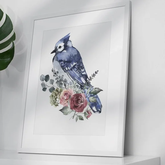 Blue Jay Bird Watercolor Wall Art Print Poster Unframed - Picture 10 of 17